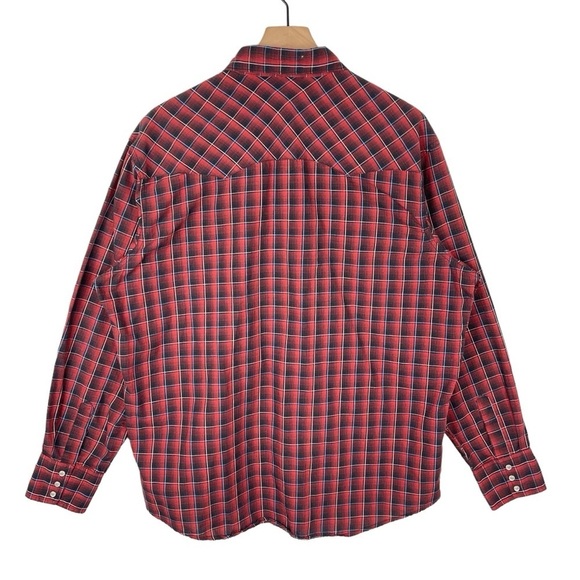 Wrangler Wrancher Mens XL Pearl Snap Western Plaid Shirt Cowboy Rodeo Workwear - Picture 5 of 9